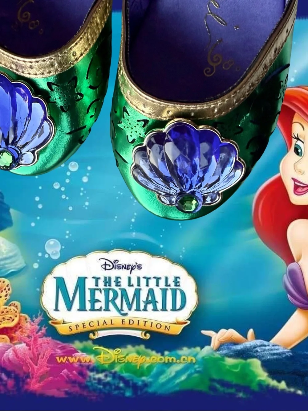 Disney Little Mermaid Green & Purple Dress Shoes with Shell Accent Size 13/1